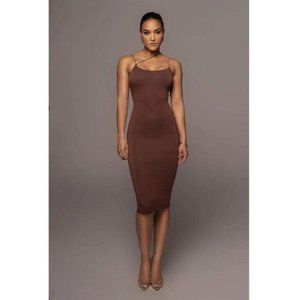 NWT - JLUXLABLE CHOCOLATE RORY DIAGONAL STRAP DRESS - S